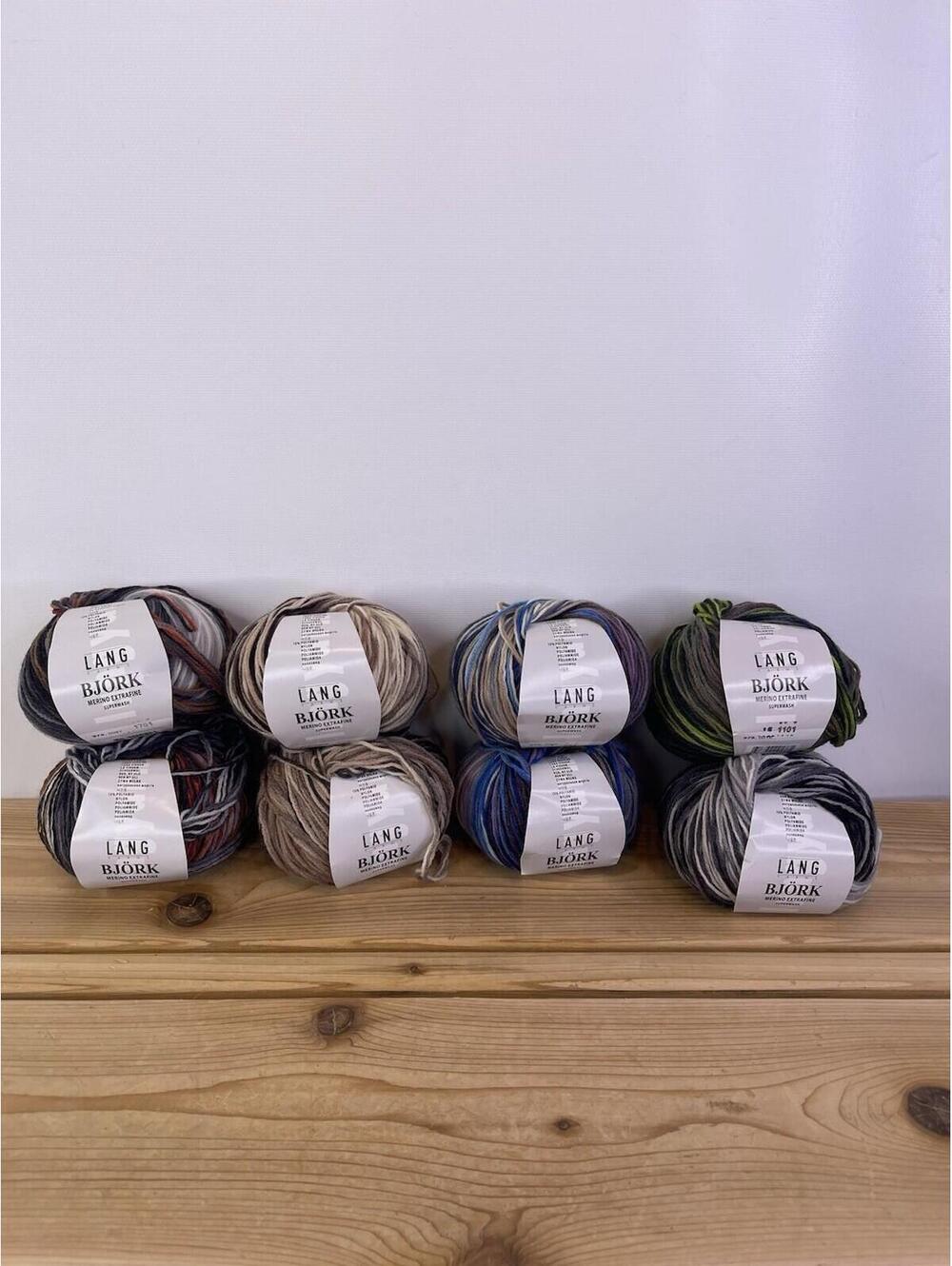 Lang Yarns Björk Merino Extrafine Superwash Yarn Lot – 8 Skeins Multicolor